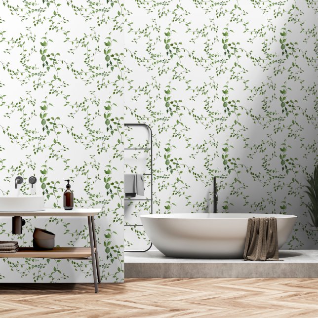 Mooie Groene Wijnranken Behang (Badkamer)