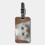 Mooie groene witte kattenportret. bagagelabel (Voorkant verticaal)