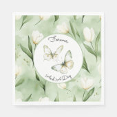 Mooie Groene Witte Tulp Trouw Servet (Voorkant)