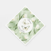 Mooie Groene Witte Tulp Trouw Servet (Hoek)