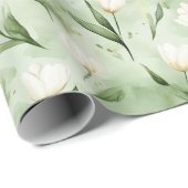 Mooie Groene Witte Tulpen Bruidsdouche Cadeaupapier (Rol Hoek)