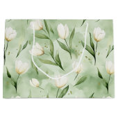 Mooie Groene Witte Tulpen Bruidsdouche Groot Cadeauzakje (Voorkant)