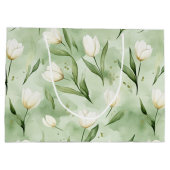 Mooie Groene Witte Tulpen Bruidsdouche Groot Cadeauzakje (Achterkant)
