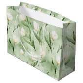 Mooie Groene Witte Tulpen Bruidsdouche Groot Cadeauzakje (Achterkant Gekanteld)