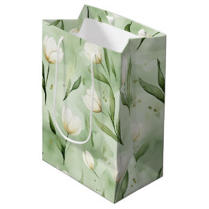 Mooie Groene Witte Tulpen Bruidsdouche Medium Cadeauzakje