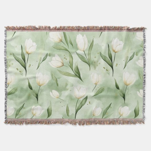 Mooie Groene Witte Tulpen Deken (Voorkant)