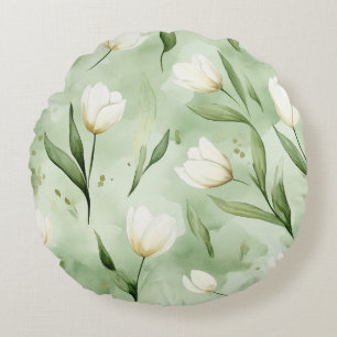 Mooie Groene Witte Tulpen Vogels Rond Kussen