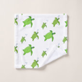 Mooie groene zeeschildpadden op wit bad handdoek (Wasdoekje)
