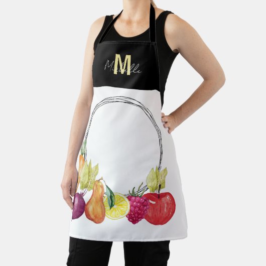Mooie groenten en fruit met initialen schort (Insitu)