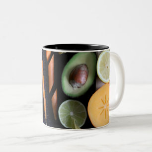 Mooie groenten en fruit tweekleurige koffiemok