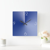 Mooie, grote blauw-vierkante wandklok (Huis)