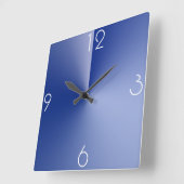Mooie, grote blauw-vierkante wandklok (Hoek)