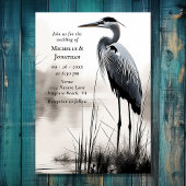 Mooie grote blauwe reiger kust vogel bruiloft kaart