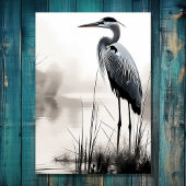 Mooie grote blauwe reiger kust vogel bruiloft kaart