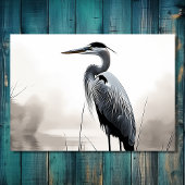 Mooie grote blauwe reiger kust vogel bruiloft RSVP kaartje