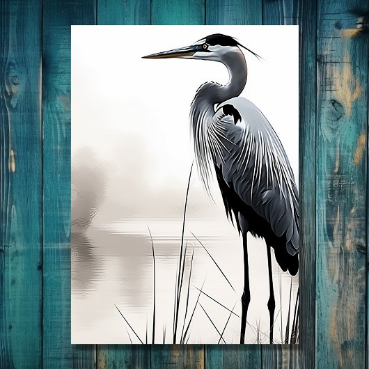 Mooie grote blauwe reiger kust vogel bruiloft save the date
