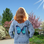 Mooie grote blauwe vlinder denim jas denim jacket
