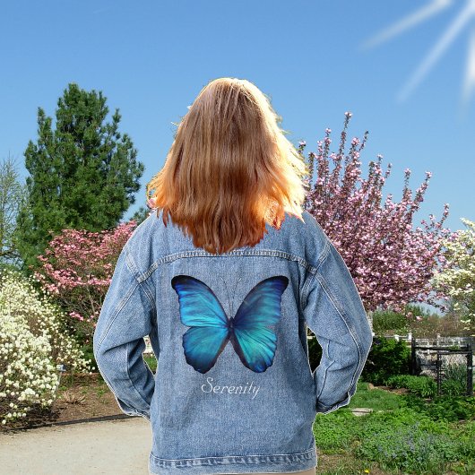 Mooie grote blauwe vlinder denim jas denim jacket