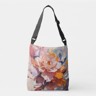 Mooie grote bloem in beide zijden crossbody tas