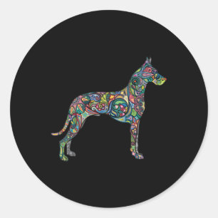 Mooie Grote Deen Dog Totem Tattoo Art Hoodie Ronde Sticker
