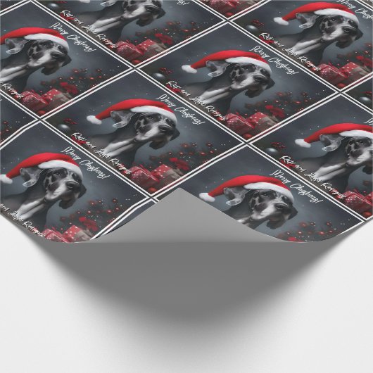 Mooie Grote Deen met Santa Hat Cadeaupapier (Hoek)