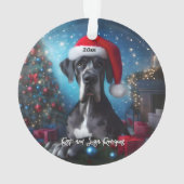 Mooie Grote Deen met Santa Hat Ornament (achterkant)