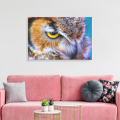 Mooie grote gehoornde uil vogel gouden oog canvas afdruk (Insitu (Woonkamer))