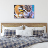 Mooie grote gehoornde uil vogel gouden oog canvas afdruk (Insitu (Slaapkamer))