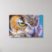 Mooie grote gehoornde uil vogel gouden oog canvas afdruk (Voorkant)