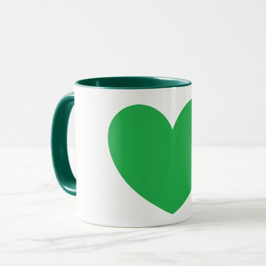 Mooie grote groene hart design koffie Mok (Voorkant links)