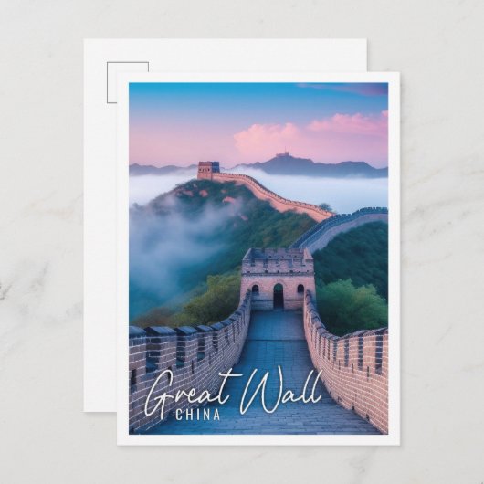 Mooie Grote Muur van China mistige ochtend Briefkaart (Voorkant / Achterkant)