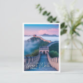Mooie Grote Muur van China mistige ochtend Briefkaart (Staand voorkant)