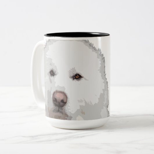Mooie Grote Pyreneeën Mok van Dog Coffee (Voorkant links)