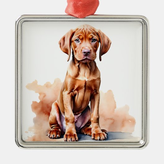 MOOIE GROTE RODE VIZSLA HOND METALEN ORNAMENT (Voorkant)