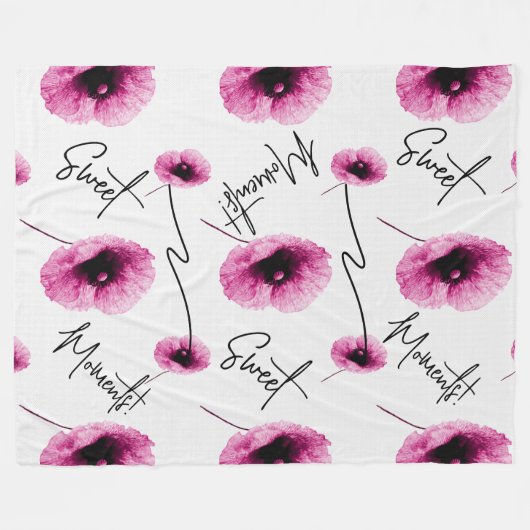 Mooie grote roze bloemenfleece deken (Voorkant (Horizontaal))