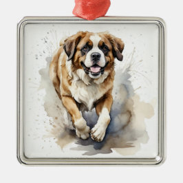 MOOIE GROTE SAINT BERNARD HOND METALEN ORNAMENT