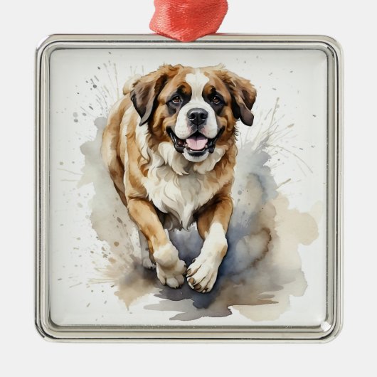 MOOIE GROTE SAINT BERNARD HOND METALEN ORNAMENT (Voorkant)