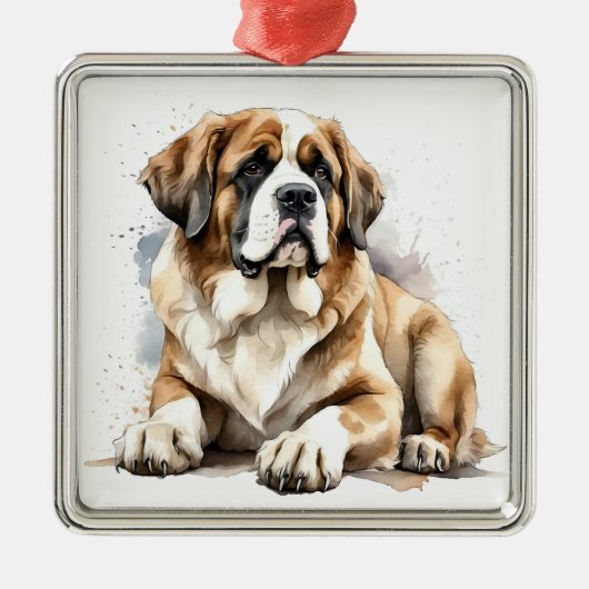 MOOIE GROTE SAINT BERNARD HOND METALEN ORNAMENT (Voorkant)