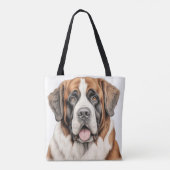 MOOIE GROTE SAINT BERNARD HOND TOTE BAG (Achterkant)