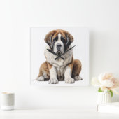 MOOIE GROTE SAINT BERNARD HOND VIERKANTE KLOK (Huis)