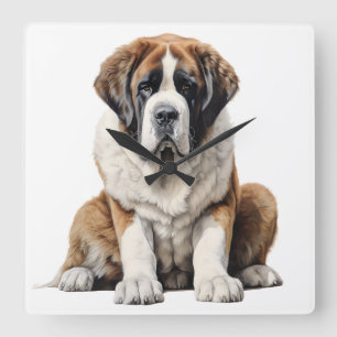 MOOIE GROTE SAINT BERNARD HOND VIERKANTE KLOK