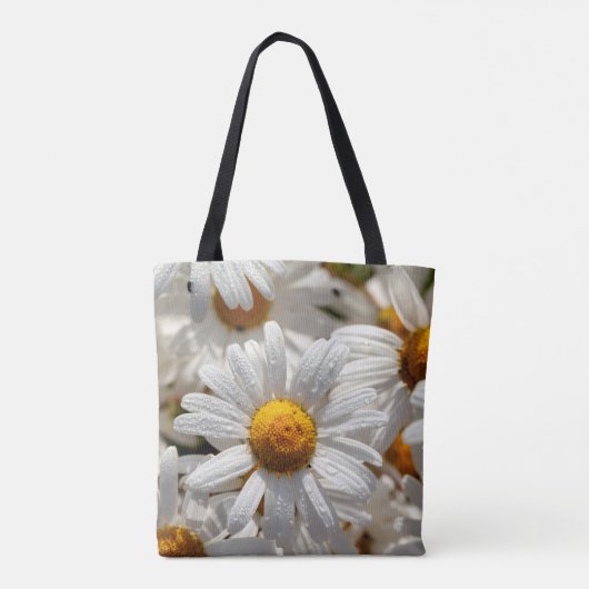 Mooie grote, wilde dagertjes met waterdruppels tote bag (Achterkant)