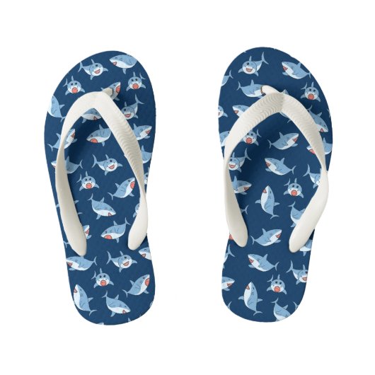 Mooie Grote Witte Haaien Oceaan Patroon Kinder Teenslippers (Voetbed)
