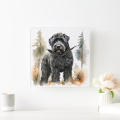 MOOIE GROTE ZWARTE RUSSISCHE TERRIER HOND VIERKANTE KLOK (Huis)