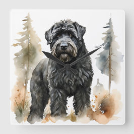 MOOIE GROTE ZWARTE RUSSISCHE TERRIER HOND VIERKANTE KLOK