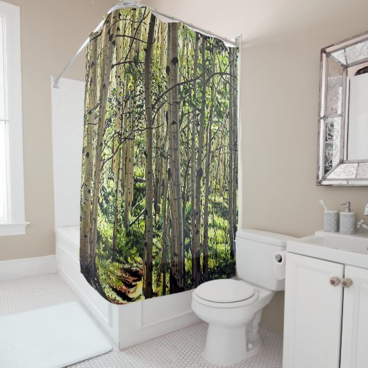 Mooie Grove Grove van Aspen Trees Shower Curtain Douchegordijn (In situ)