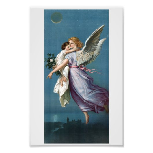Mooie Guardian Angel Painting Foto Afdruk (Voorkant)