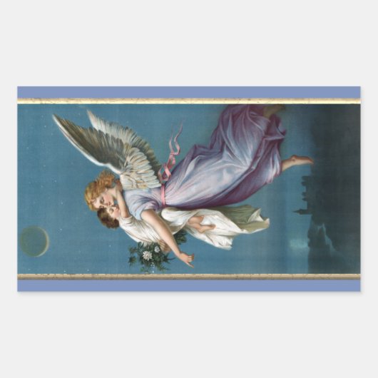 Mooie Guardian Angel Painting Rechthoekige Sticker (Voorkant)