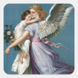 Mooie Guardian Angel Painting Vierkante Sticker