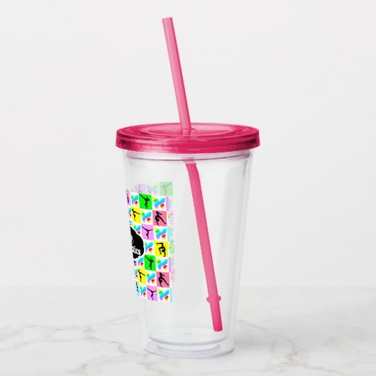 MOOIE GYMNASTIEK VLINDER ONTWERP ACRYL DRINKBEKER (Links)